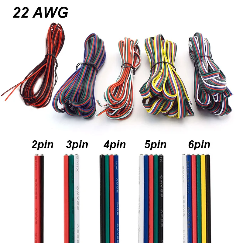 

LED Wire 2 4 5 6 Core 22AWG Extension Cable JST Connector Electrical Wires Cable For WS2812B RGB RGBW LED Strip Automotive