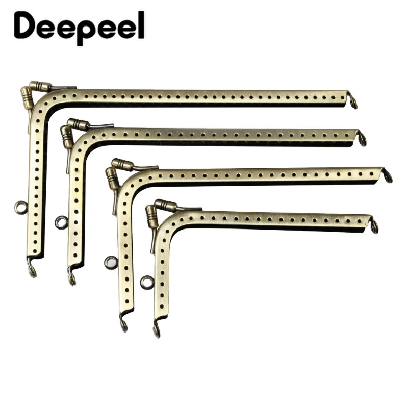 10Pcs Deepeel 12.5-18.5cm L-shaped Bag Handles Sewing Brackets Kiss Clasp Metal Frame Handle DIY Purse Frames Accessories