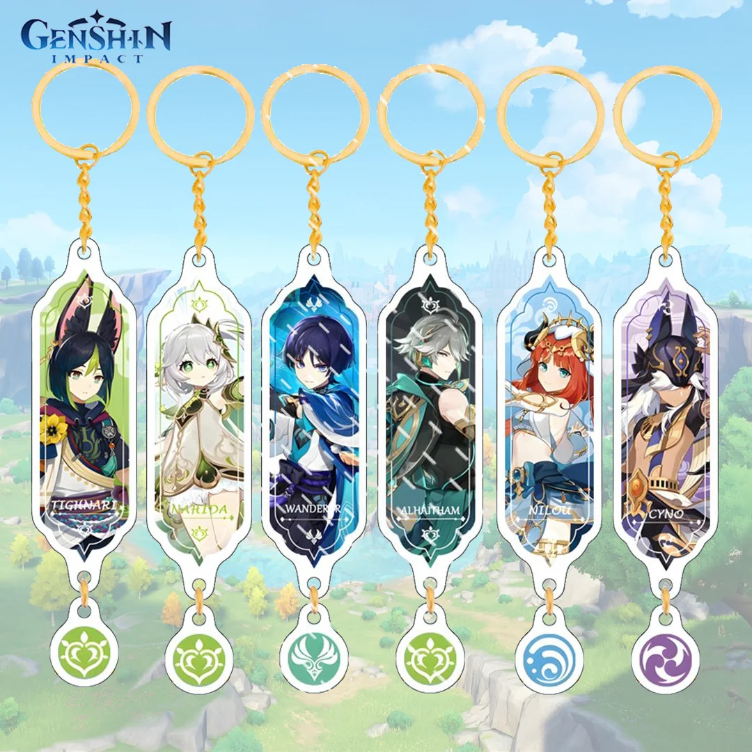 

Anime Game Genshin Impact Keychain Tighnari Nahida Cyno Shikanoin Heizou Cosplay Accessories Cute Bag Pendant Keyring Fans Gifts