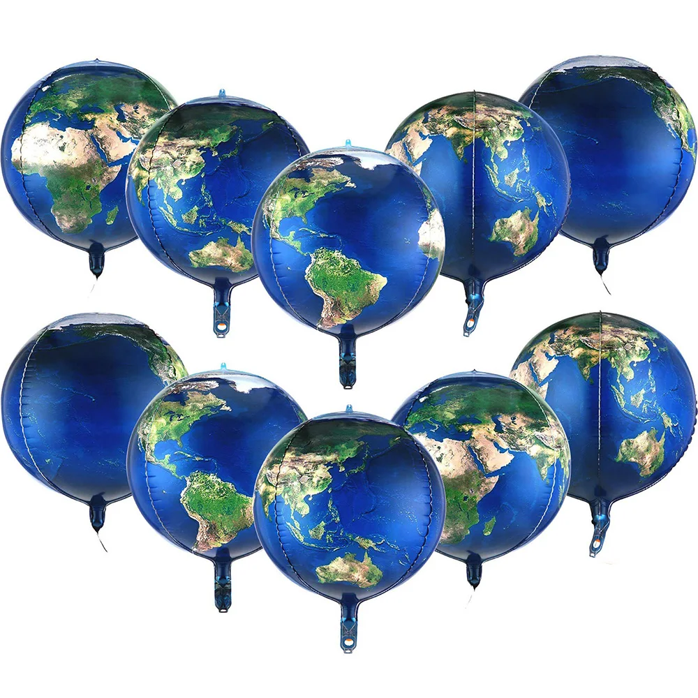 

10Pcs/Set 22 Inch Earth Globe Foil Balloons Sphere World Map Planet 4D Birthday Space Theme Party Decorations Teaching Supplies
