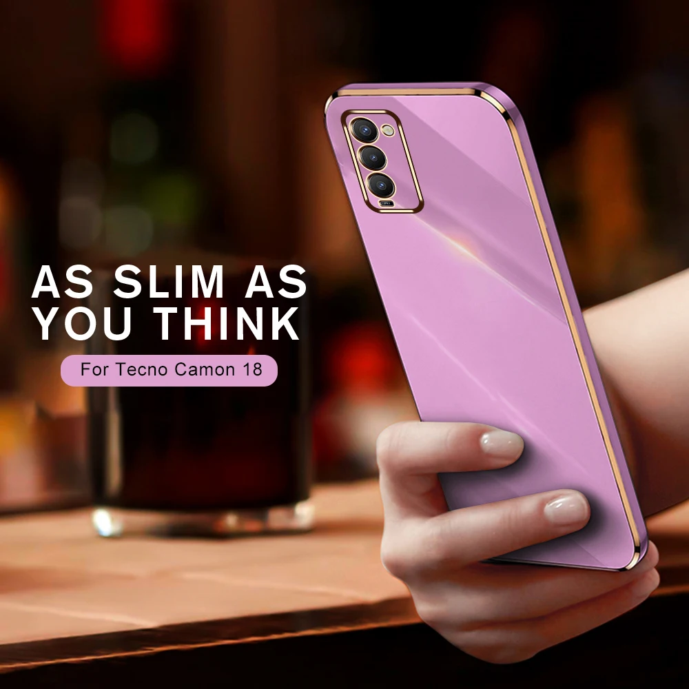 Новый чехол с гальваническим покрытием и прямым краем для телефона Tecno Camon 18 P