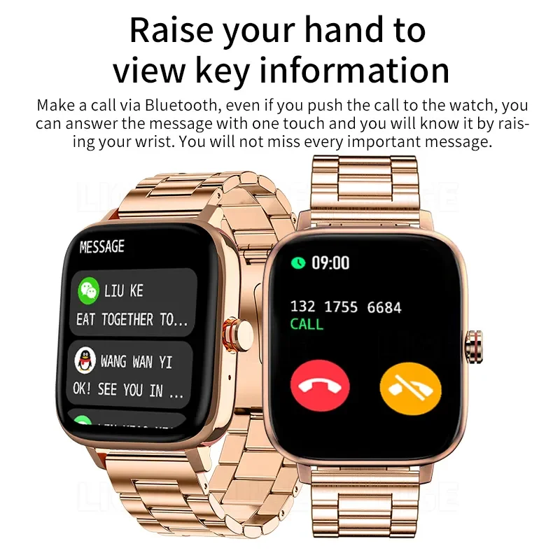 

Call Smart Watch Women Custom Dial Smartwatch for Android IOS Waterproof Bluetooth Music Watches Full Touch Bracelet Clock
