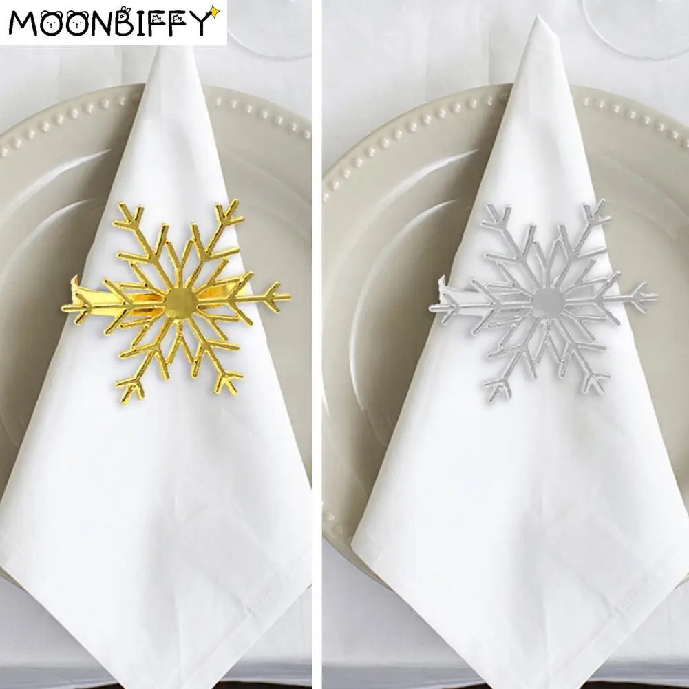 

Праздничное кольцо для салфеток со снежинками, рождественские украшения для стола, бытовое бумажное полотенце, кольцо с пряжкой, для дня ро...