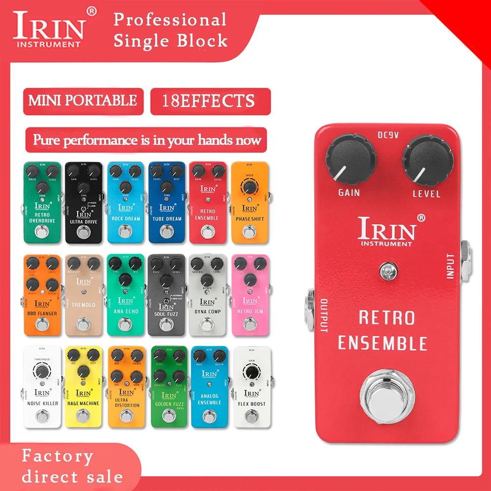 Педаль эффектов IRIN для гитары в стиле ретро Overdrive/Dyna Comp/BBD Flanger/Noise Killer/Flex Boost/Tremolo