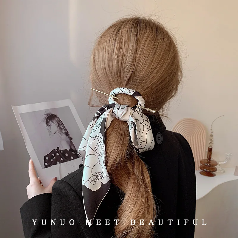French elegant ribbon bow hairpin simple temperament daily coil hairpin modern hairpin hairband headwear female