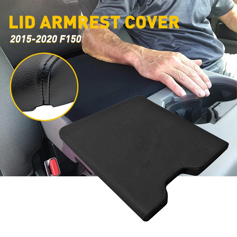 1Pcs Car Leather Center Lid Armrest Box Cover Black For Ford F150 2015 2016 2017 2018 2019 2020 Strickers Wear-resistant
