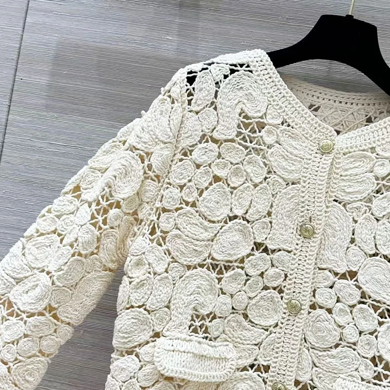 Новинка 2024 осенне-зимний вязаный кардиган пальто высокого качества женский