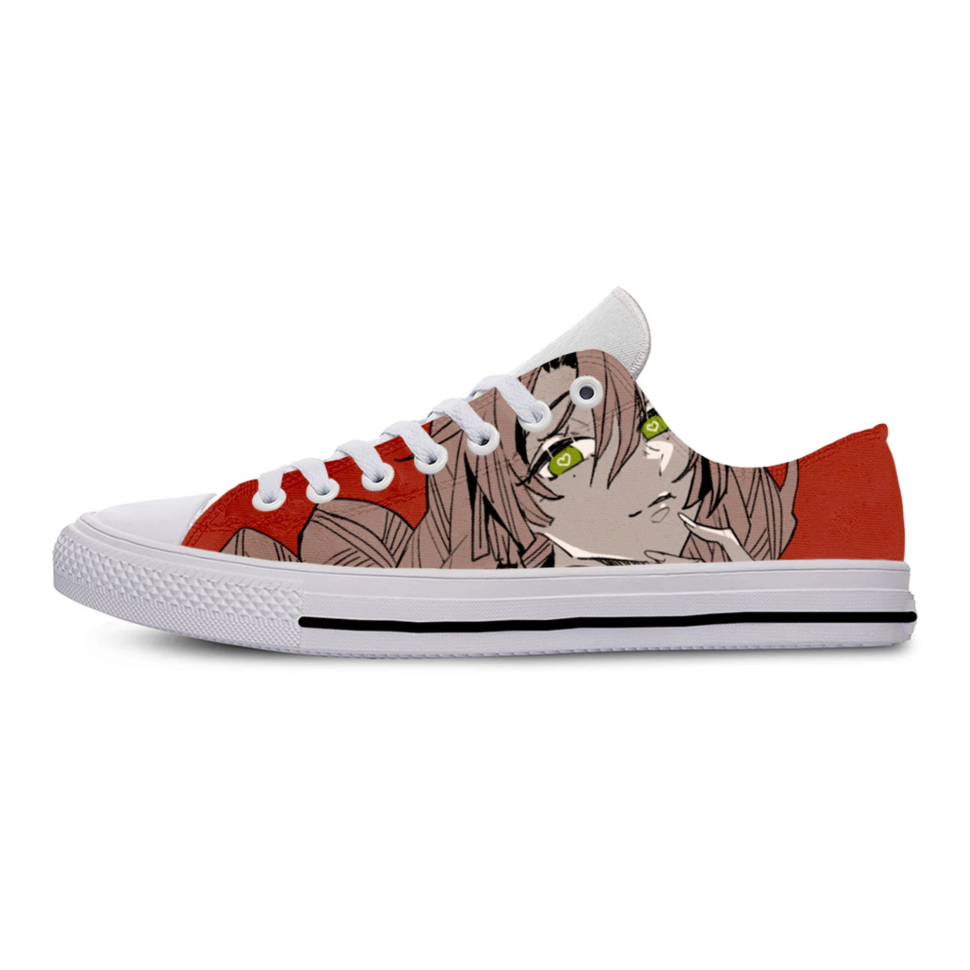 

Demon Slayer Kanroji Mitsuri Women Canvas Flats Vulcanized Shoes Kawaii Fashion Sweet Korean Shoes Soft Candy Girls Soft Sister