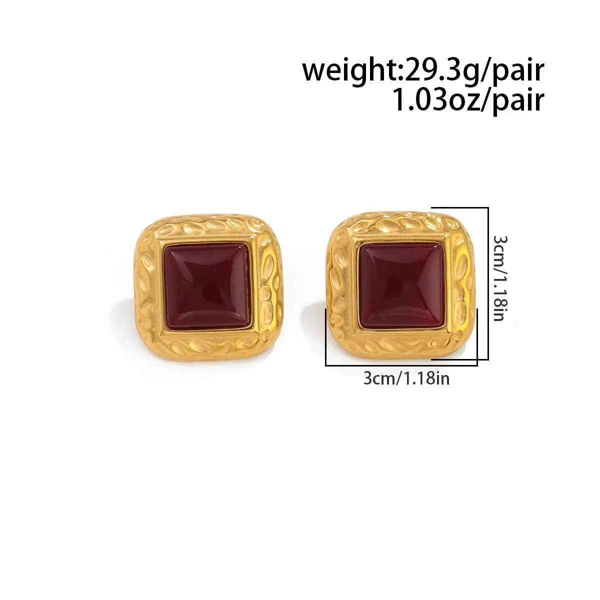 Фото Новые модные серьги-гвоздики PuRui из нержавеющей стали с позолотой 18K для женщин, винтажные квадратные серьги из красной и черной смолы, ювелирный подарок №4