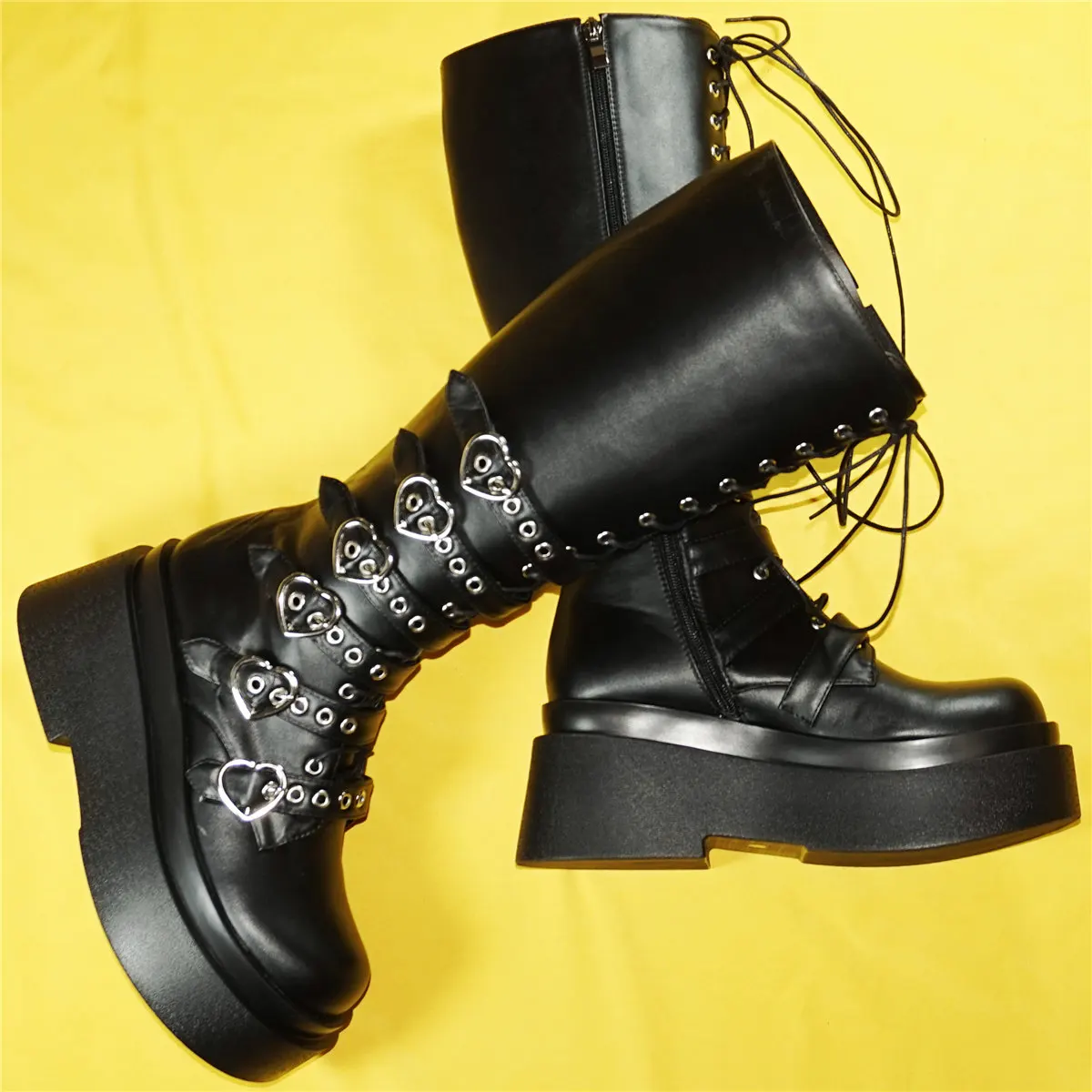 Thigh High Wedges Platform Pumps Women Lace Up Super High Heels Knee High Boots Female Round Toe Fashion Sneakers Casual Shoes