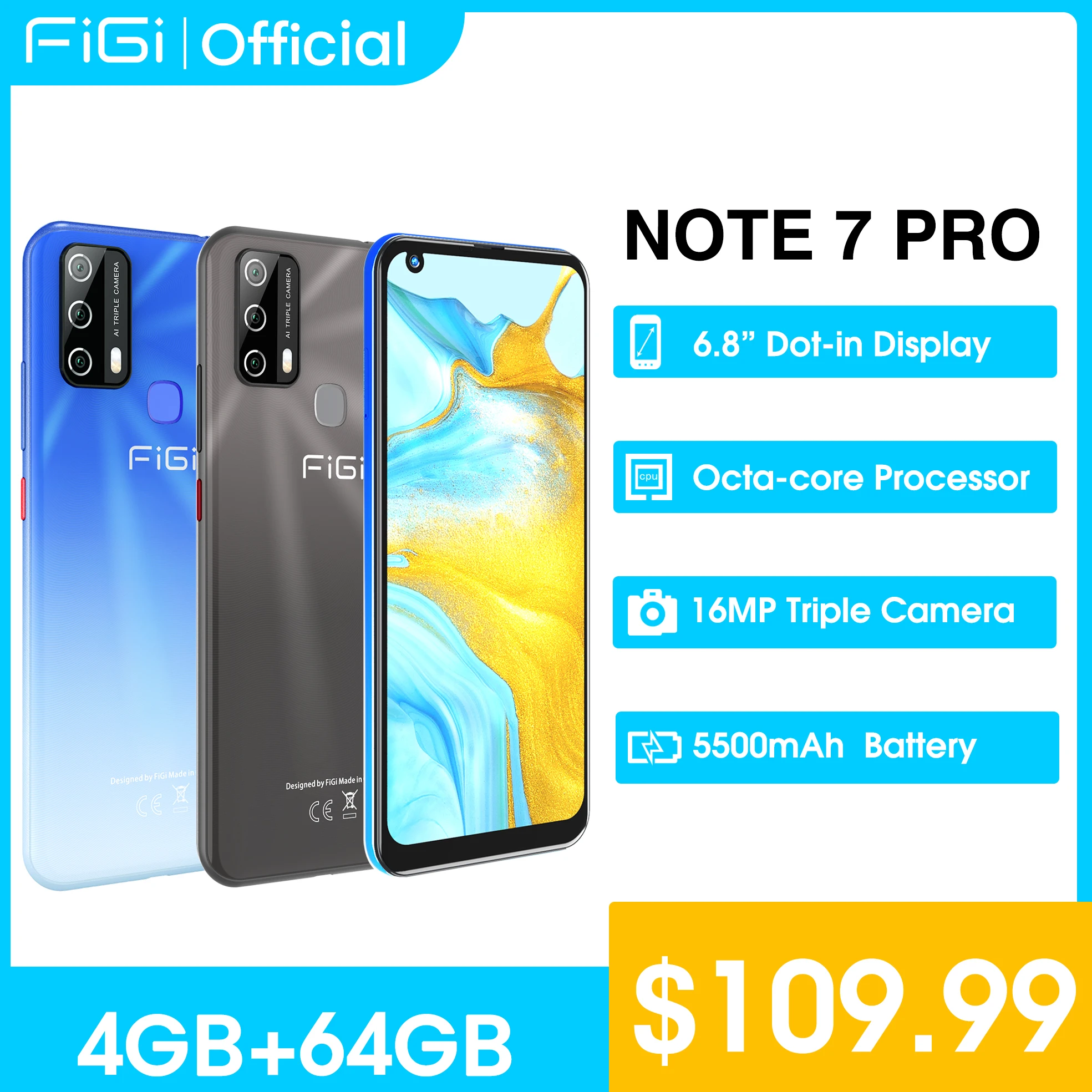 

Смартфон FIGI Note 7 Pro, восемь ядер, экран 5500 дюйма, 4 Гб + 64 ГБ