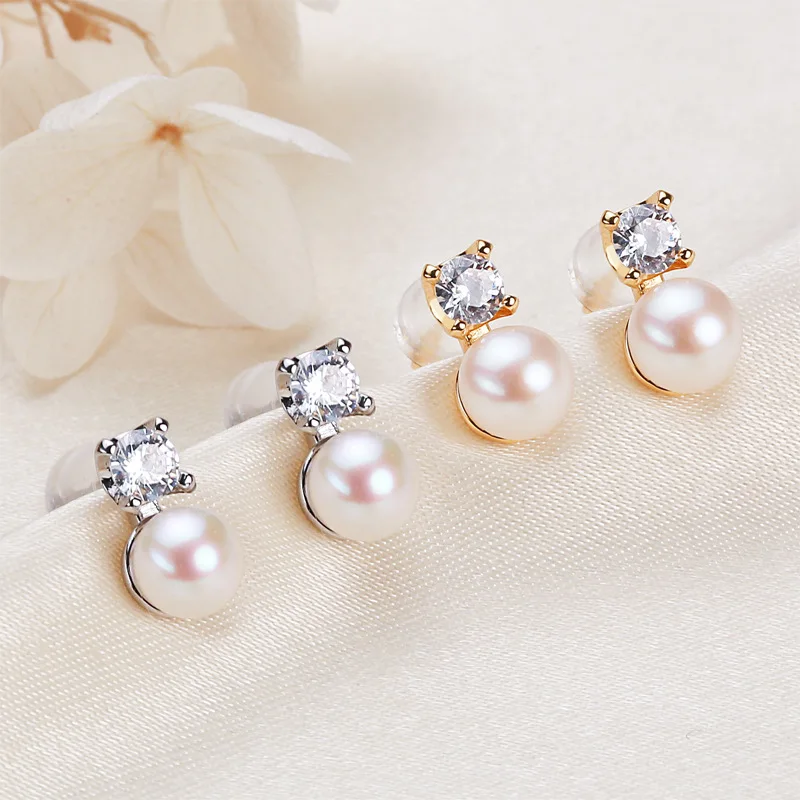 

Серьги-гвоздики из серебра S925 пробы с жемчугом женские модные серьги в Корейском стиле с четырьмя когтями