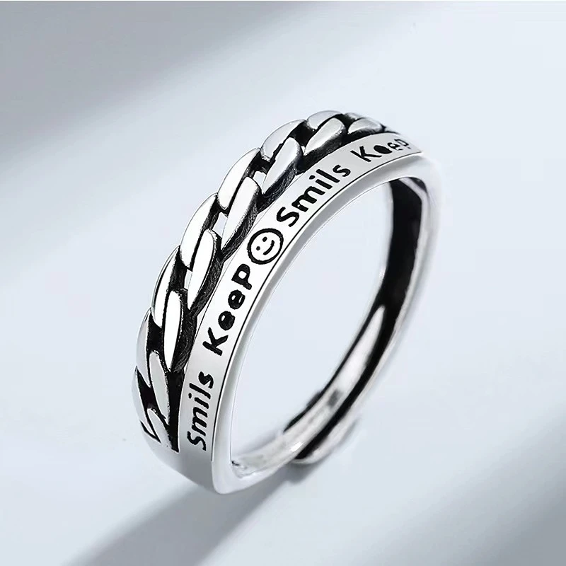 

New Fashion Unique Design Geometric Silver Ring Handmade Jewelry Opening Adjustable Ring