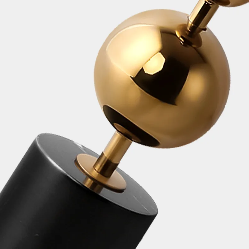 Фото Black Nero Marquina Natural Marble Candle Holder Luxury Golden Metal Large Candlestick Wedding Decoration №4