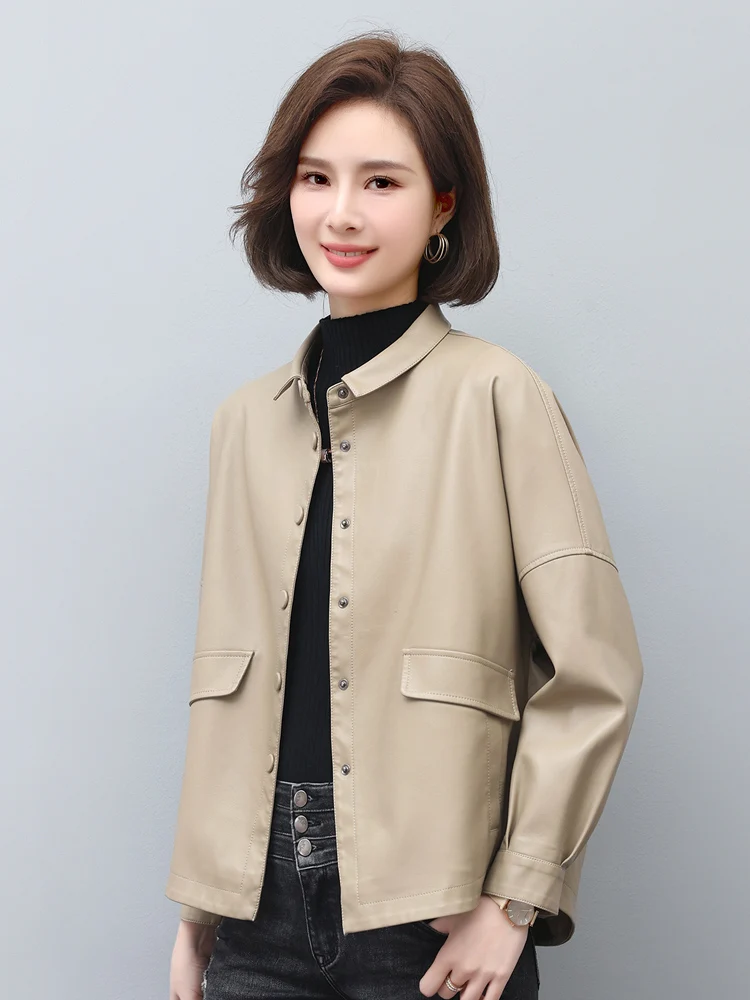 Женское кожаное пальто Haining из натуральной овчины корейская свободная