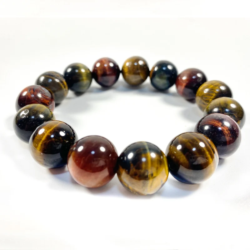 Fashion Colorful Tiger Eyes Beads Bracelet 10mm 12mm 14mm Men Charm Natural Stone Braslet for Man Handmade Jewelry Gifts images - 6