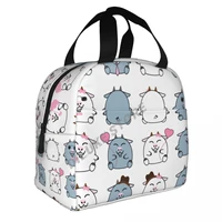 lovely cute couple cartoon goat collection set insulated lunch bags print food case cooler warm bento box for kids lunch box