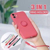 original silicone magnetic ring holder case for iphone 11 12 13 pro xs max xr xs x 8 7 6s plus soft stand finger bracket cover