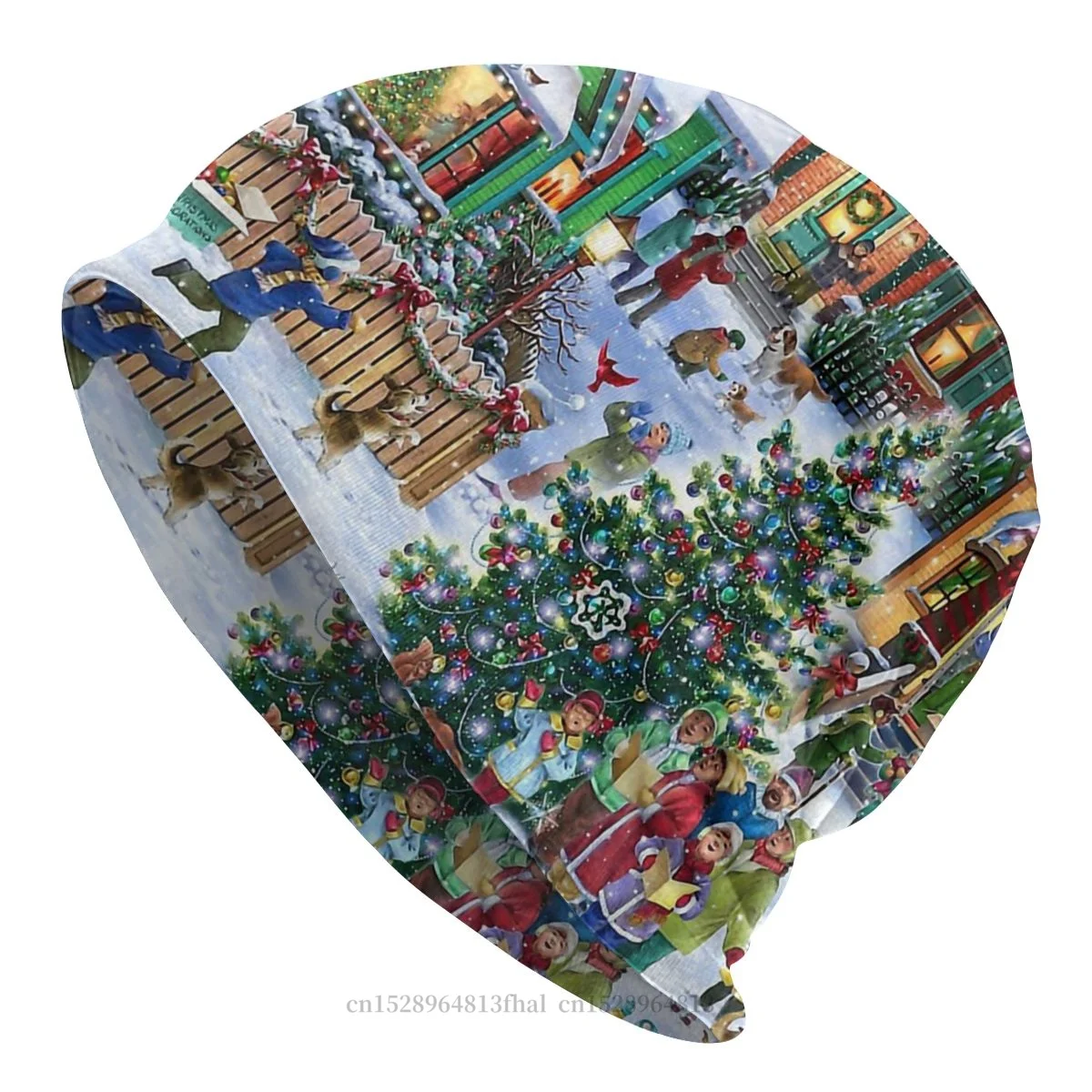 

Christmas A Happy Day Sport Hats Colorful Winter Houses Bonnet Special Skullies Beanies Caps