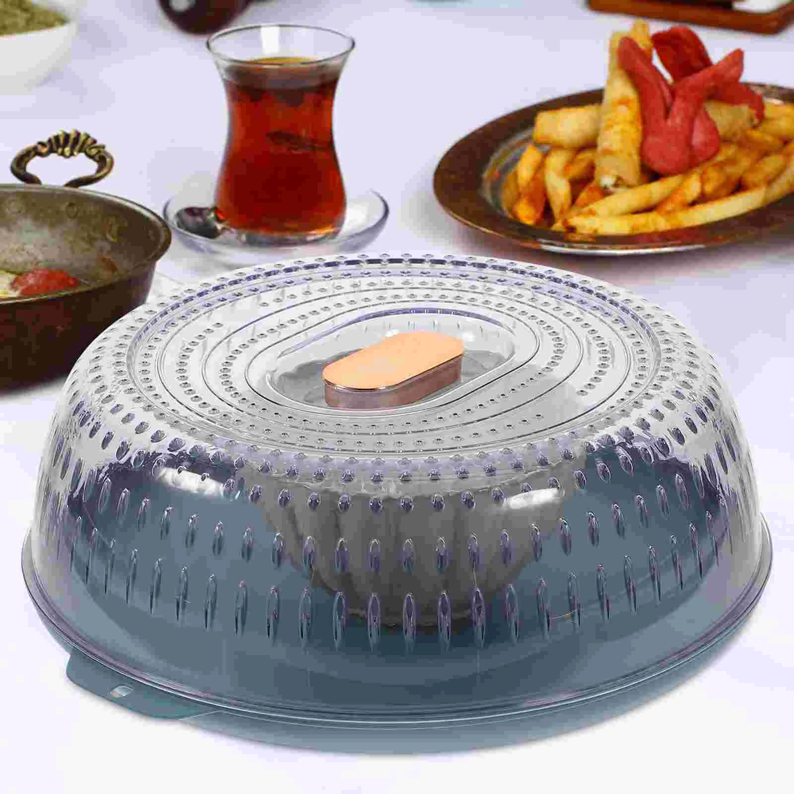 

Food Dust Cover Food Protector Kitchen Food Preservation Cover Transparent Food Cover with Tray