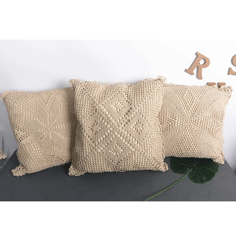 

40X45cm Boho Cushion Cover Geometric Pattern Cotton Linen Macrame Hand Woven Thread Pillow Covers Sofa Home Decor