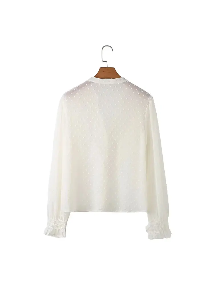 Женская шифоновая блузка с оборками однобортная винтажная во французском стиле