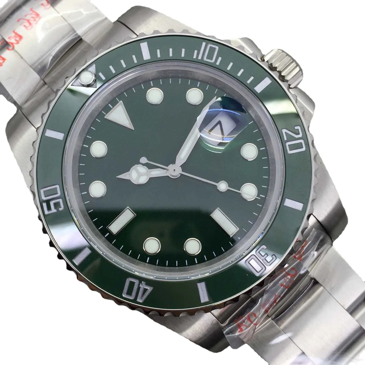 

mens mechanical watch automatic black green ceramic