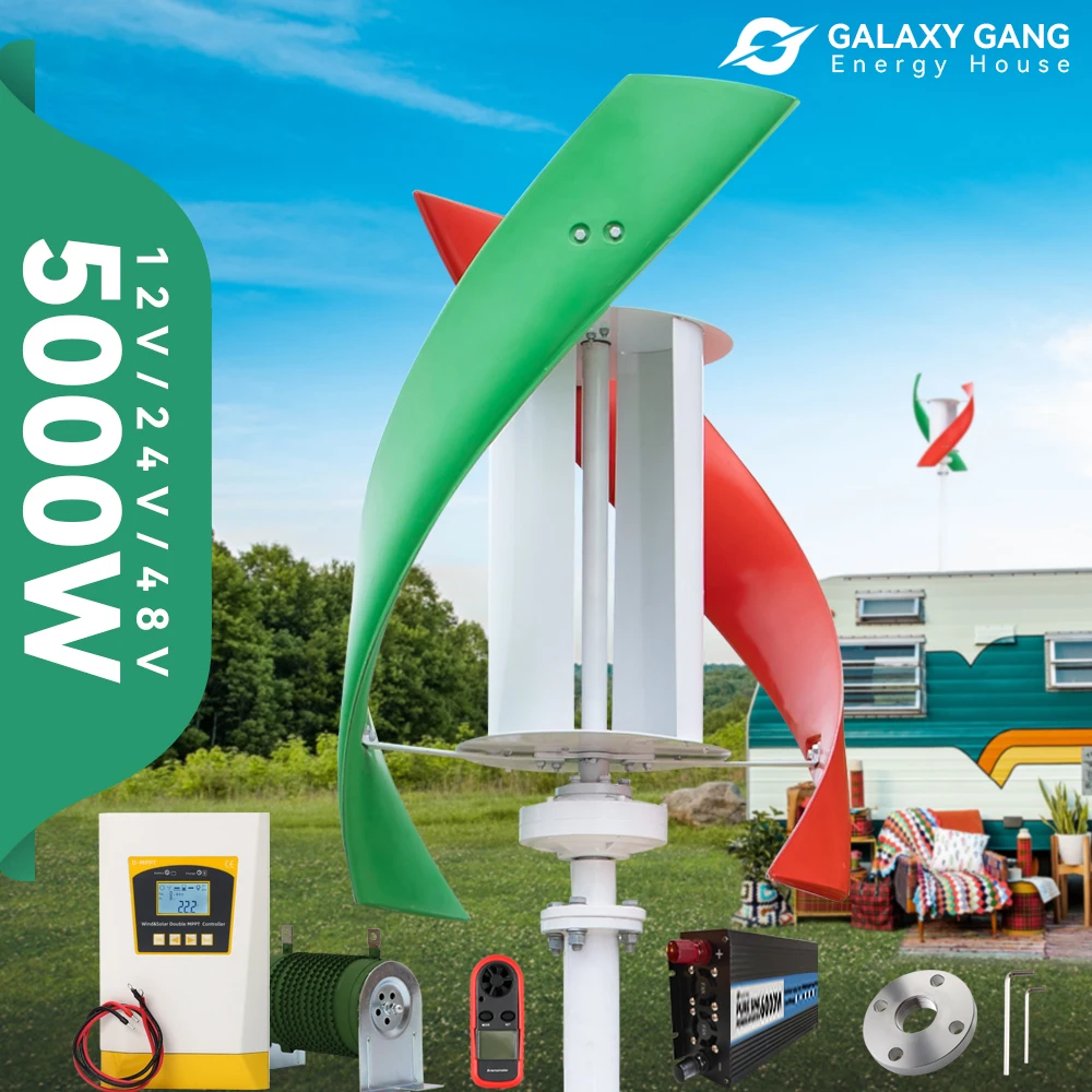 

Portable Kit Windills Turbine Electric Generator Power 5000w 2 Fan Blades 12v 24v 48v Free Energy Optional Off Grid System Use