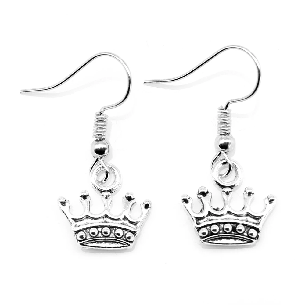 1 пара сережек-подвесок в виде короны фотосессия 13x14 мм