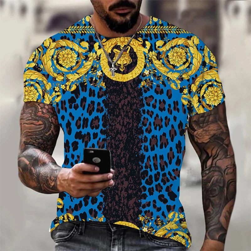 

European size Man tshirt Fashion 3D luxury style print Man brand T shirts Men Short Sleeve wholesaler