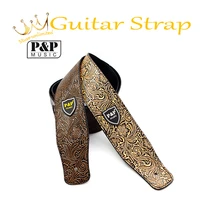pp high quality leather guitar strap leather embossed adjustable for acoustic electric guitar bass pack of 1 free shipping