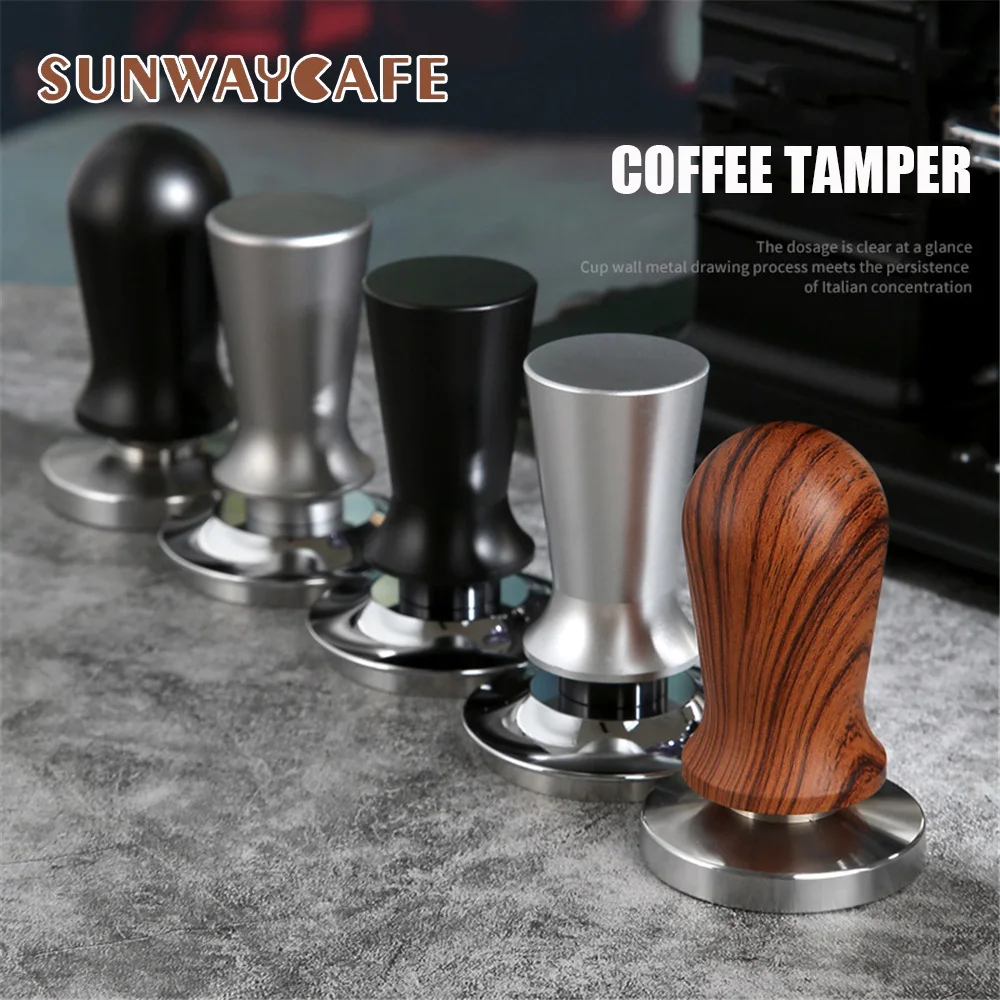 

51/53/58mm Adjustable Depth Calibrated Coffee Tamper Stainless Steel Espresso Anti Pressure Deviation Distributor Portafilter