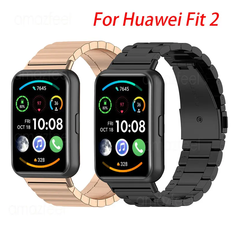 

Браслет из нержавеющей стали для смарт-часов Huawei Watch Fit 2, металлический ремешок для наручных часов Huawei