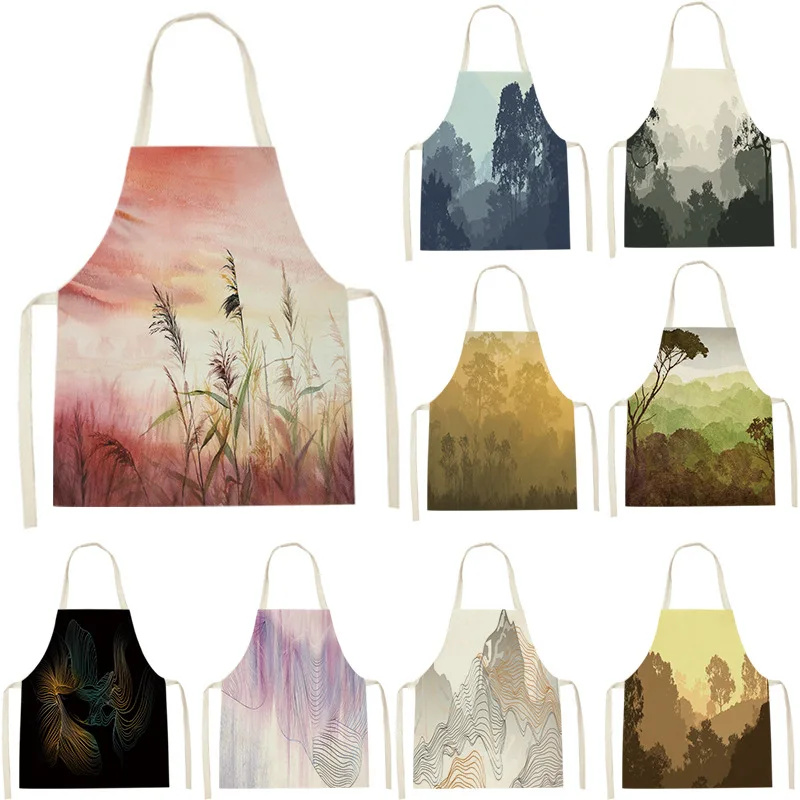 

Kitchen Apron Women Apron for Children 38-47cm Mountain Scenery Adult Apron Custom Logo Apron Household Cleaning Supplies 55-68