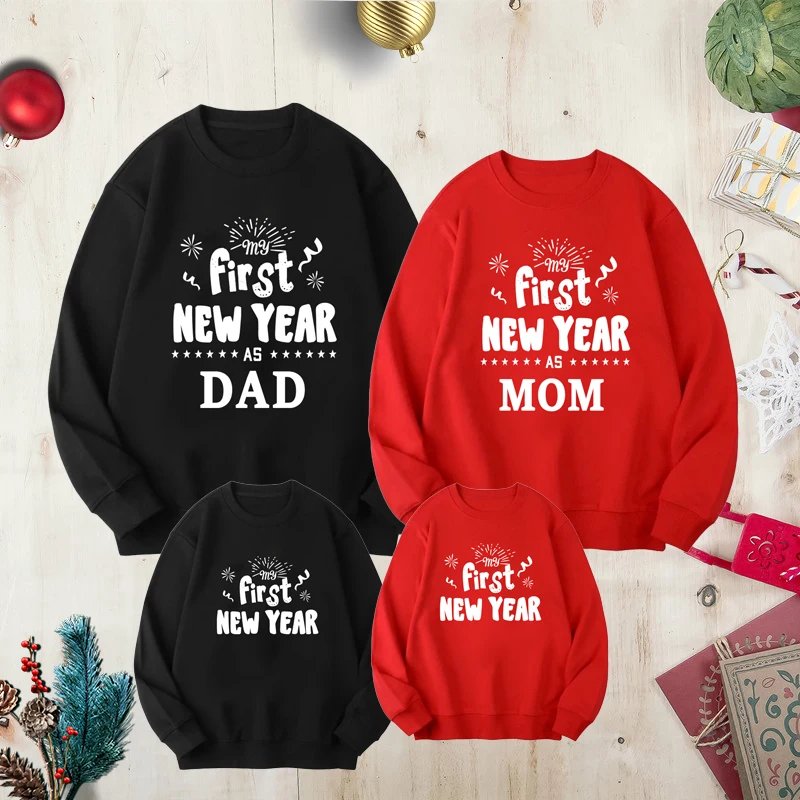 

Семейная Новогодняя одежда мой первый новый год как мама папа одинаковые наряды Hello 2023 рубашки для матери отца детей Джерси свитер для малыш...
