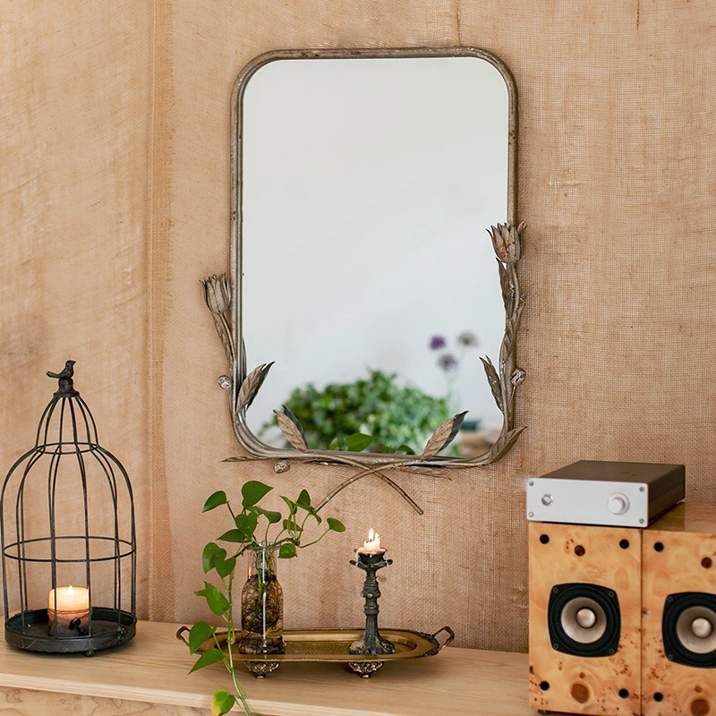 Железное винтажное зеркало для макияжа с цветами расческа настольное Настенное