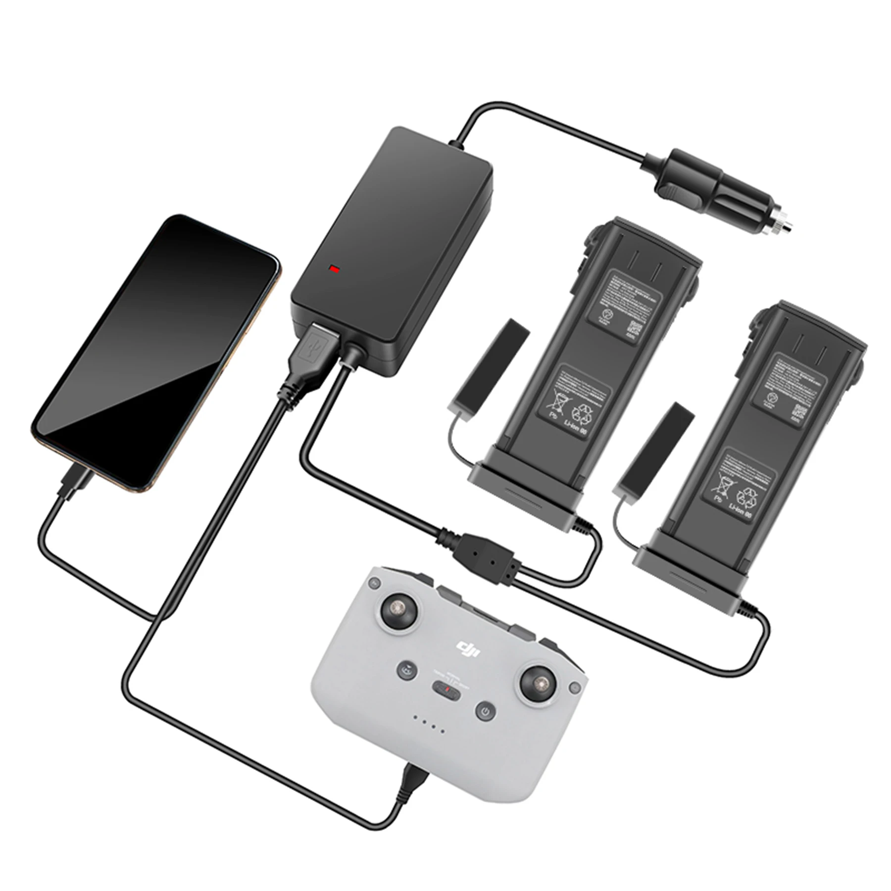 

4 in 1 Battery Car Charger for DJI Mavic 3 Drone & Remote Controller Portable Multiple Rapid Charging Hub Mavic 3 Accessories