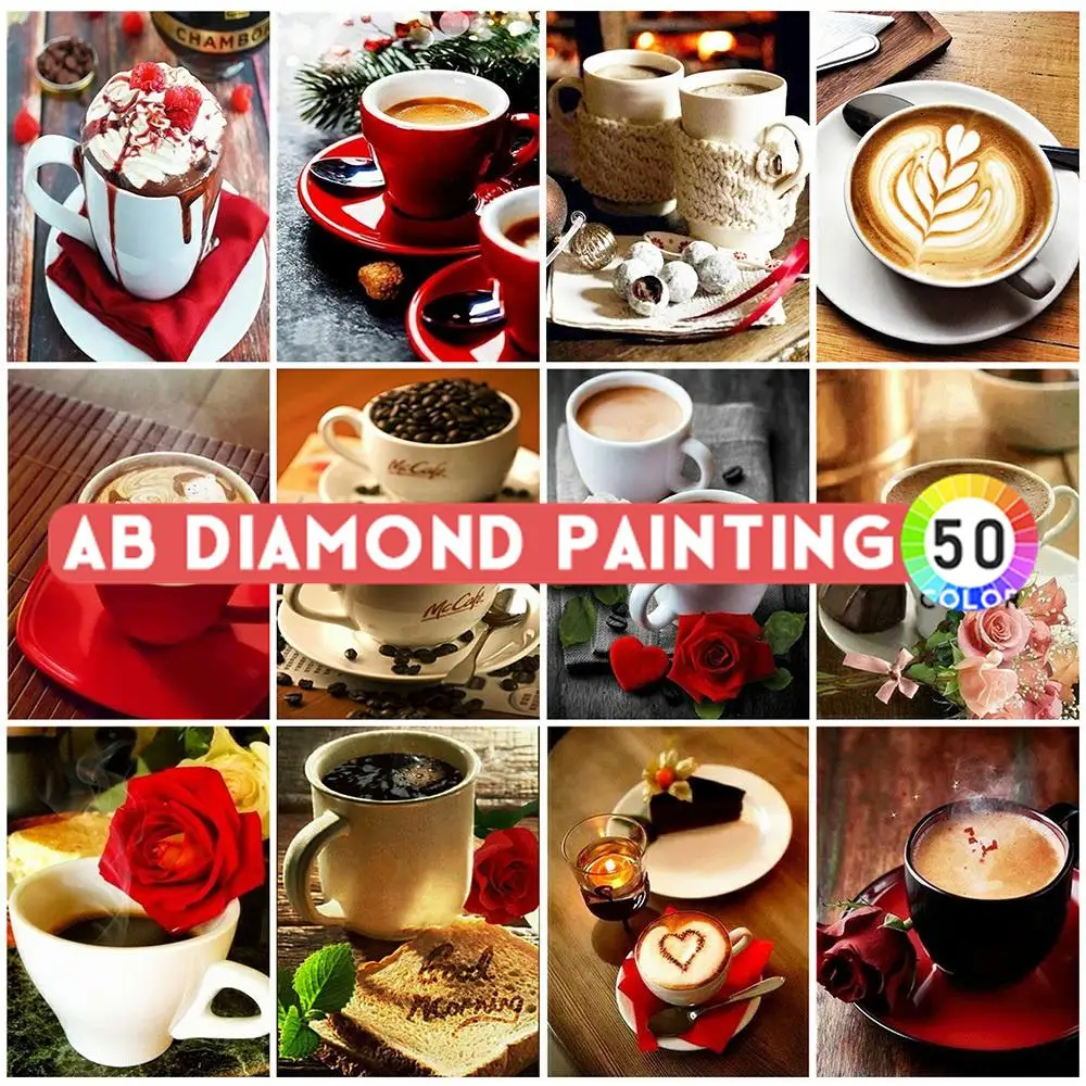 

Набор для алмазной вышивки «сделай сам» AB сверла 5D кофейная полноразмерная Алмазная вышивка чашка пейзаж мозаика вышивка крестиком Декор д...