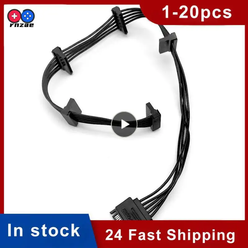 

Универсальный кабель питания для жесткого диска из луженой чистой меди, расширительный кабель длиной 20 см + 10 см * 4 один на пять, полностью черный провод питания