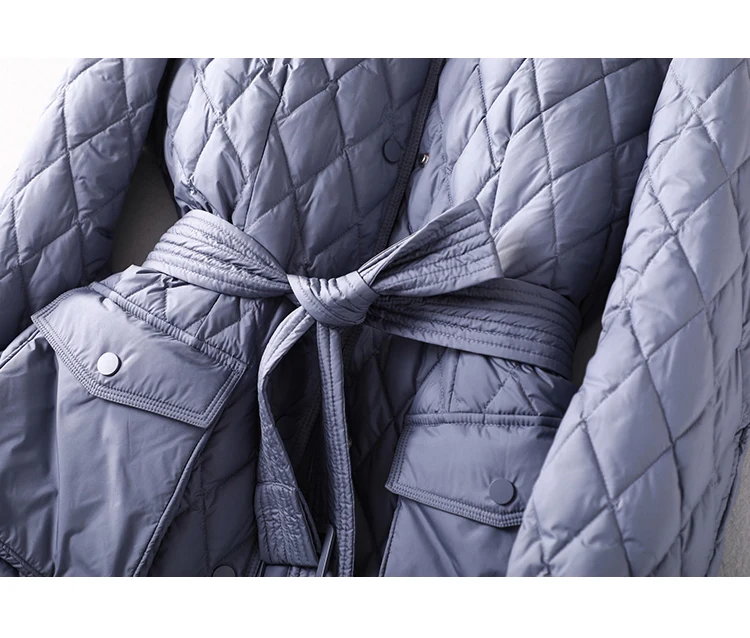 Luxury High Quality Casaco Feminino Inverno 2022 Thin 90%  White Duck Down  Office Lady  Autumn/Winter  Covered Button