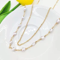 fashion simple double layered imitation pearl necklace decoration female trend temperament collarbone chain choker love pendant