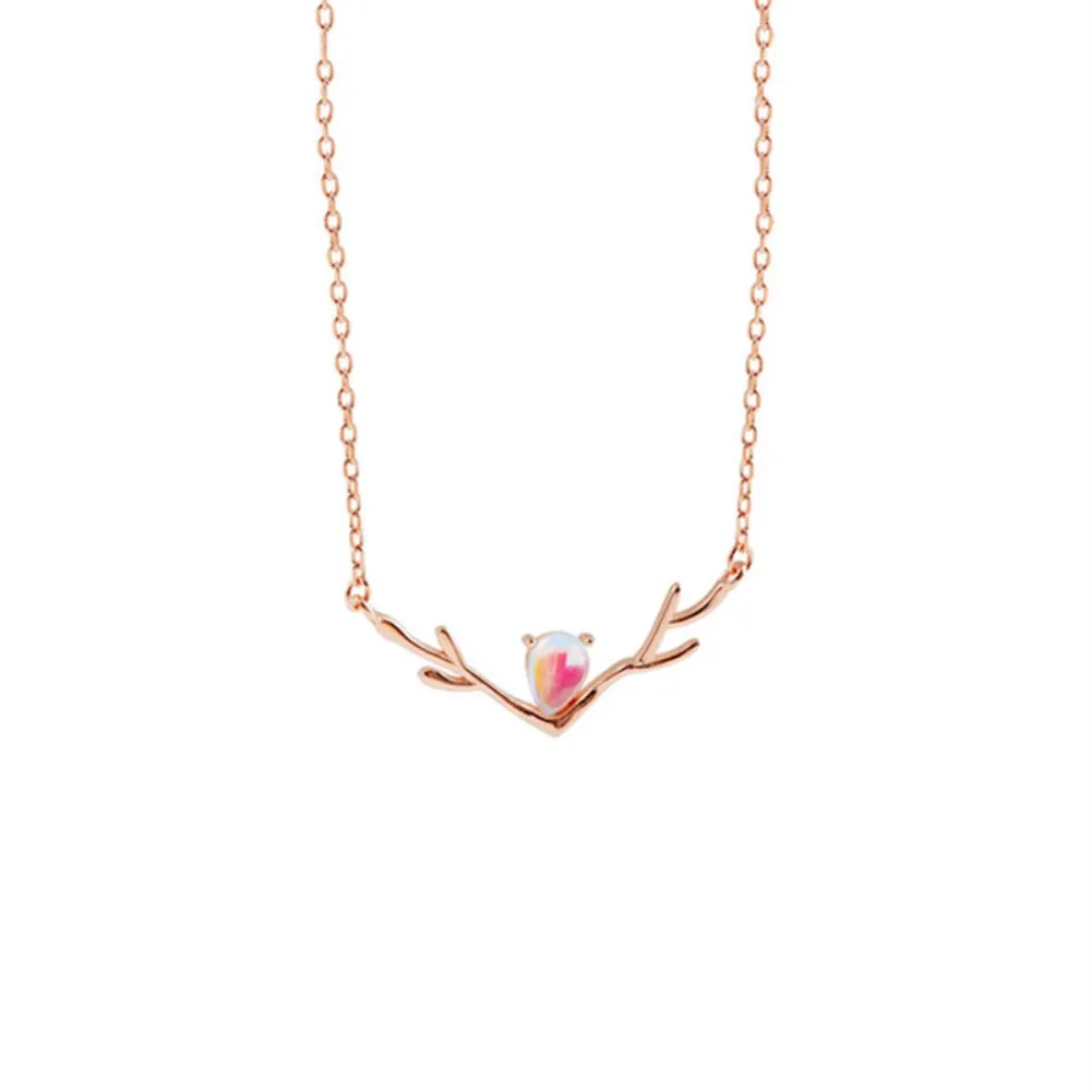 

Colorful Elk Silver Necklace Simple Trend Small Fresh Antler Accessories Temperament Versatile Women's Collarbone Chain