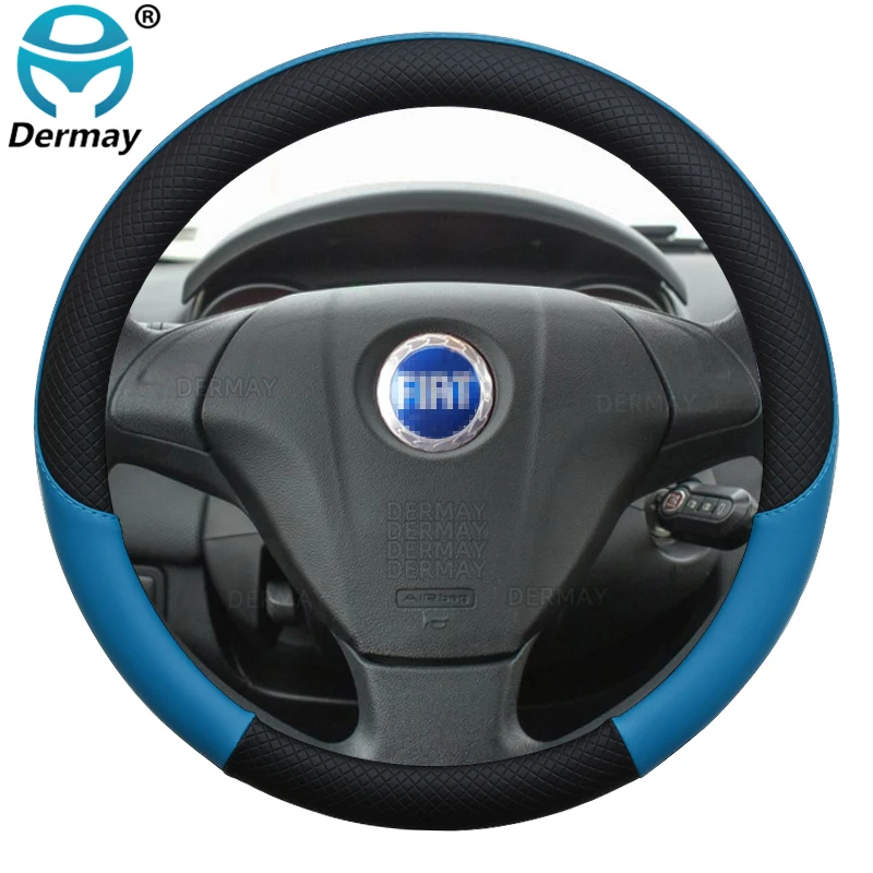 DERMAY-Funda de cuero PU para volante de coche, accesorio para Fiat Grande Punto Avventura Urban Cross Abarth Punto, 100%