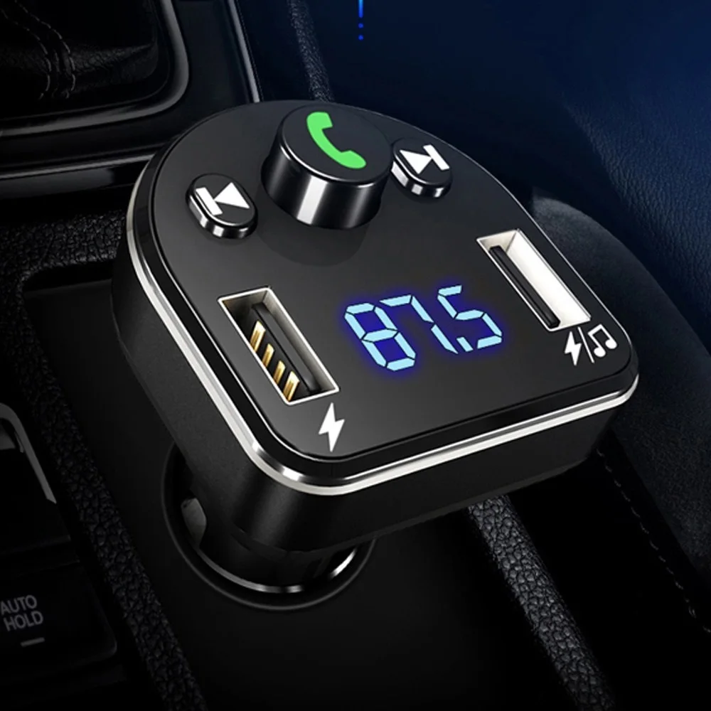 

FM-трансмиттер автомобильный беспроводной Bluetooth 5,0 FM-радио модулятор Автомобильный комплект а USB Автомобильное зарядное устройство Громкая ...