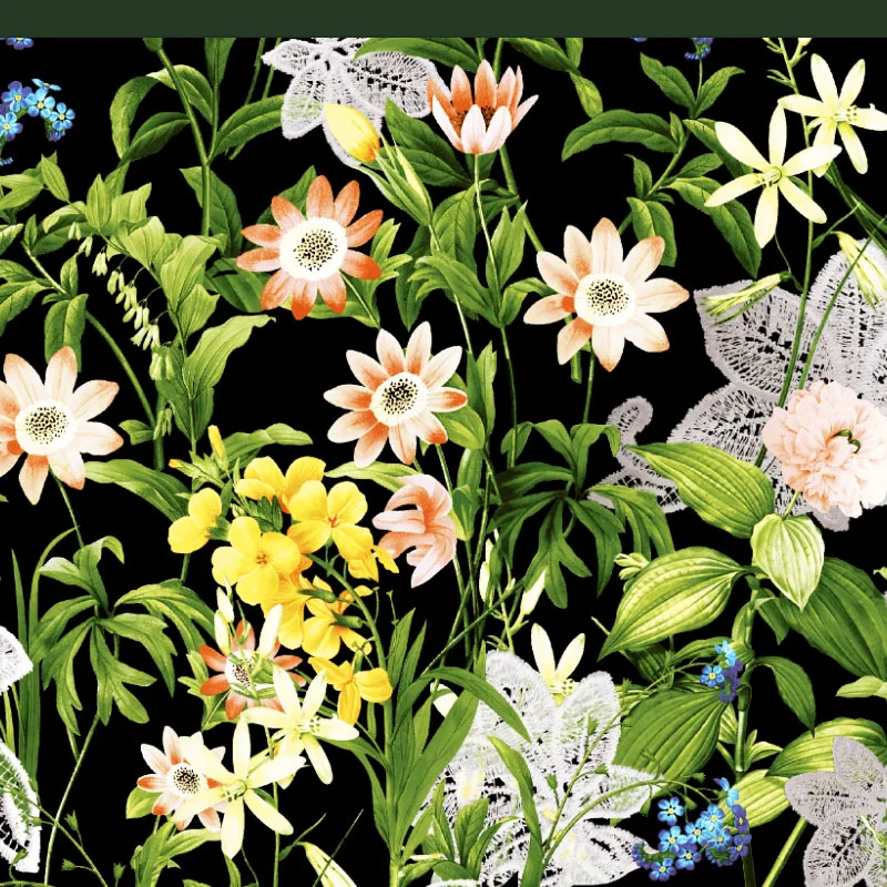 

Осенняя ткань с зеленым цветочным принтом, модная женская одежда, рубашка, ткань для платья, швейный материал двора, горячая распродажа