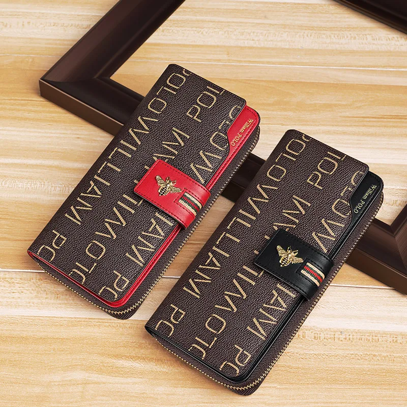 Женский модный кошелек с принтом Женская длинная сумка из воловьей кожи Все в