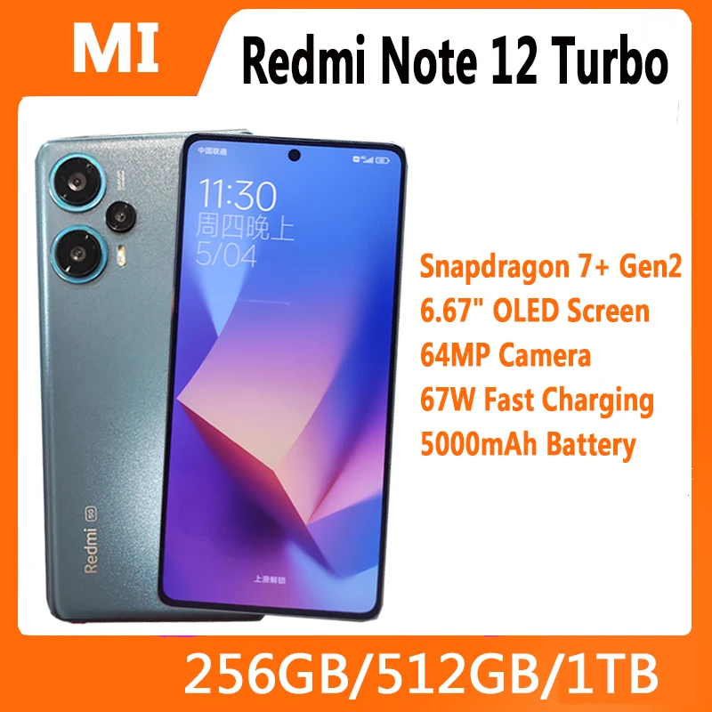 

Xiaomi Redmi Note 12 Turbo телефон, экран 256 ГБ/512 ГБ/1 ТБ, Восьмиядерный