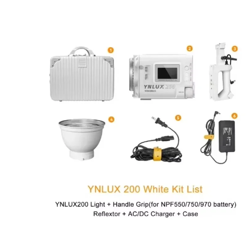 Фото Новый портативный светодиодный видеосвет YONGNUO LUX200 YNLUX200 200W 2700K-6500K с мощностью 200 Вт, COB-матрицей и регулируемой цветовой температурой №4