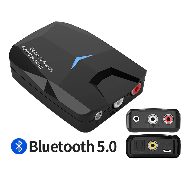 

Wireless Audio Converter Digital to Analog Audio Adapter Bluetooth 5.0 Receiver Optical Coaxial to RCA 3.5mm Jack Adapter DAC