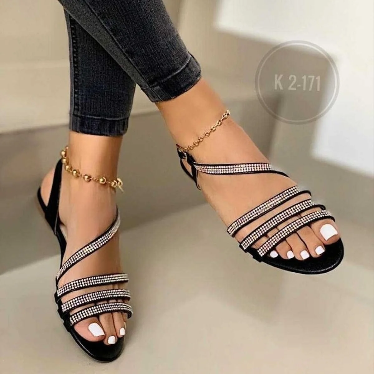 2022 new comfortable flat hollow rhinestone sandals women's shoes beach outdoor beach  beach sandals women  flat sandals